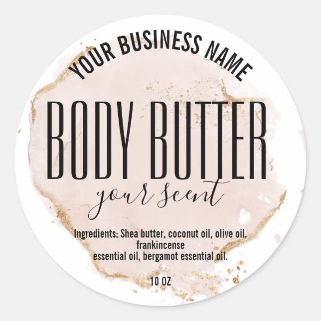 blush pink BODY BUTTER  product label (Front)