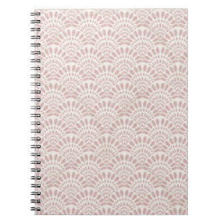 Blush Pink Boho Fan Pattern Soft Watercolour Notebook