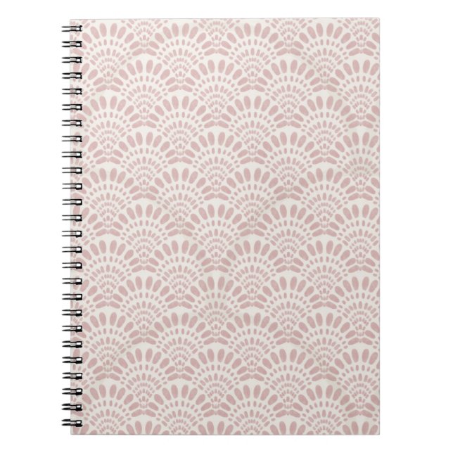 Blush Pink Boho Fan Pattern Soft Watercolour Notebook (Front)