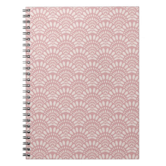 Blush Pink Boho Fan Pattern Soft Watercolour Notebook