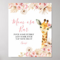 Blush Pink Boho Giraffe Baby Shower Mom-osa Bar