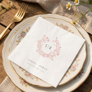Blush Pink Boho Ornate Monogram Wedding Napkin