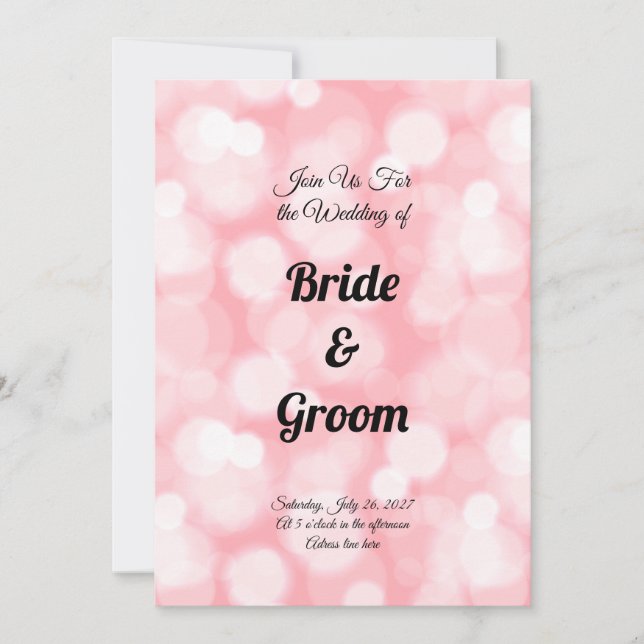 Blush Pink Bokeh Fairy Lights Wedding Invitation (Front)
