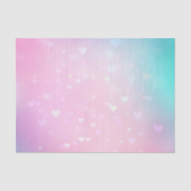 Blush Pink Bokeh Hearts Birthday Tissue Paper (Front)