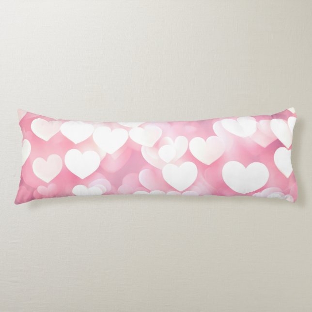 Blush Pink Bokeh Hearts Body Pillow (Front)