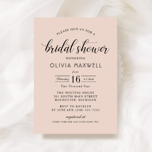 Blush Pink Bold Date Wedding Bridal Shower Invitation
