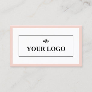 Blush Pink Border Your Logo Minimalist Business Card