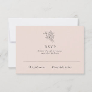 Blush Pink Botanical Elegant Garden Wedding RSVP Card