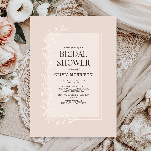 Blush Pink Botanical Floral Bridal Shower Invitation (Creator Uploaded)