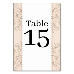Blush Pink Botanical Line Art Wedding Table Number