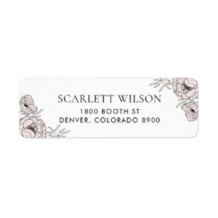 Blush Pink Botanical Personalized Address Label