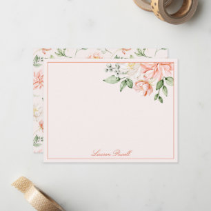 Blush Pink Botanical Romantic Floral Personalized Card