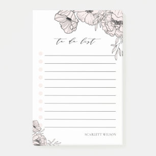 Blush Pink Botanical To Do List Post-it Notes