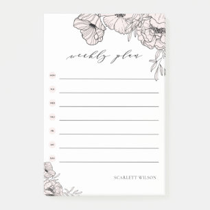 Blush Pink Botanical Weekly Plan Post-it Notes