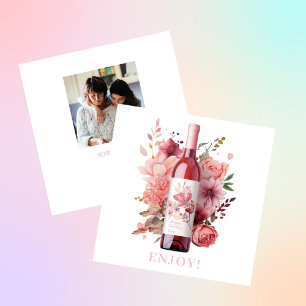 Blush Pink Bottle Floral Happy Mothers Day Holiday Card