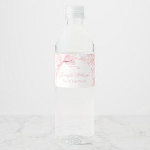 Blush Pink Bow Baby Girl Shower Water Bottle Label
