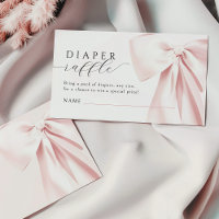 Blush Pink Bow Baby Shower Diaper Raffle 3,5x2"