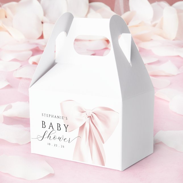 Blush Pink Bow Baby Shower Favor Box (Creator Uploaded)