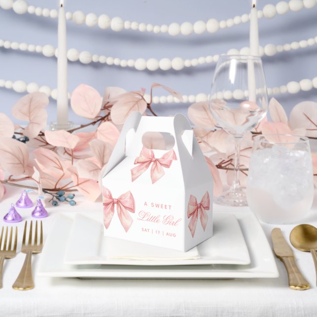  Blush Pink Bow Baby Shower Favor Box (Wedding)