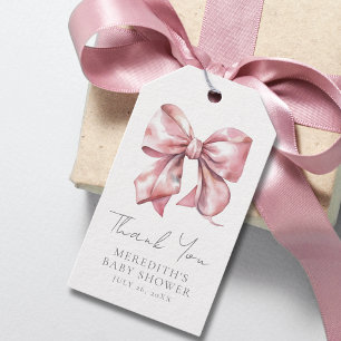 Blush Pink Bow Baby Shower Gift Tags