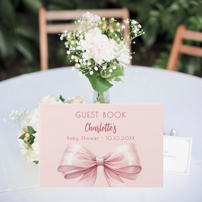 Blush pink bow Baby Shower Guest Book (Creator Uploaded)