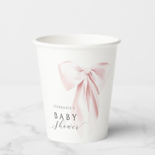 Blush Pink Bow Baby Shower Paper Cup