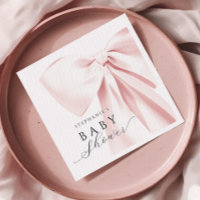 Blush Pink Bow Baby Shower Paper Napkins