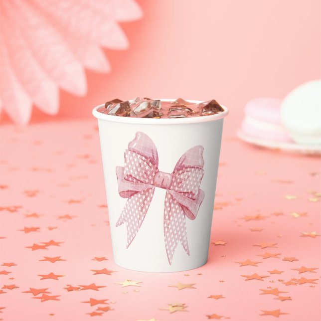 Blush Pink Bow Birthday  Paper Cups (Insitu)