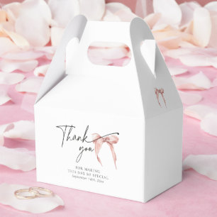 Blush Pink Bow Bridal Coquette Gable Favour Box