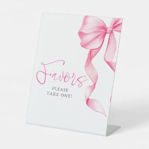 Blush Pink Bow Bridal Shower Favors Pedestal Sign