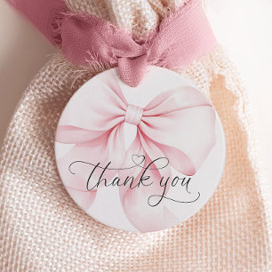 Blush Pink Bow Bridal Shower Favour Tags