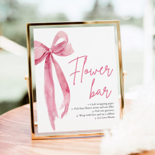 Blush Pink Bow Bridal Shower Flower Bar Sign