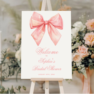 Blush Pink Bow Bridal Shower Welcome Sign