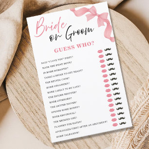 Blush Pink Bow Bride or Groom Bridal Shower Game