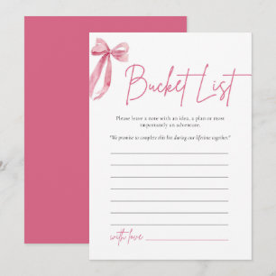 Blush Pink Bow Bucket List Bridal Shower Game Invitation