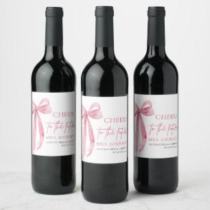 Blush Pink Bow Cheers To The Future Bridal Shower Wine Label