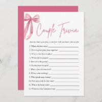 Blush Pink Bow Couple Trivia Bridal Shower Game 