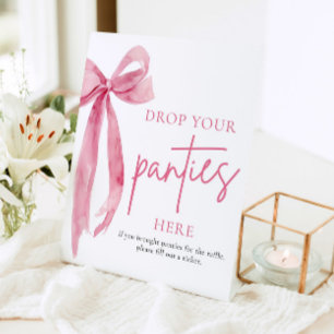 Blush Pink Bow Drop Your Panties Here Game Sign