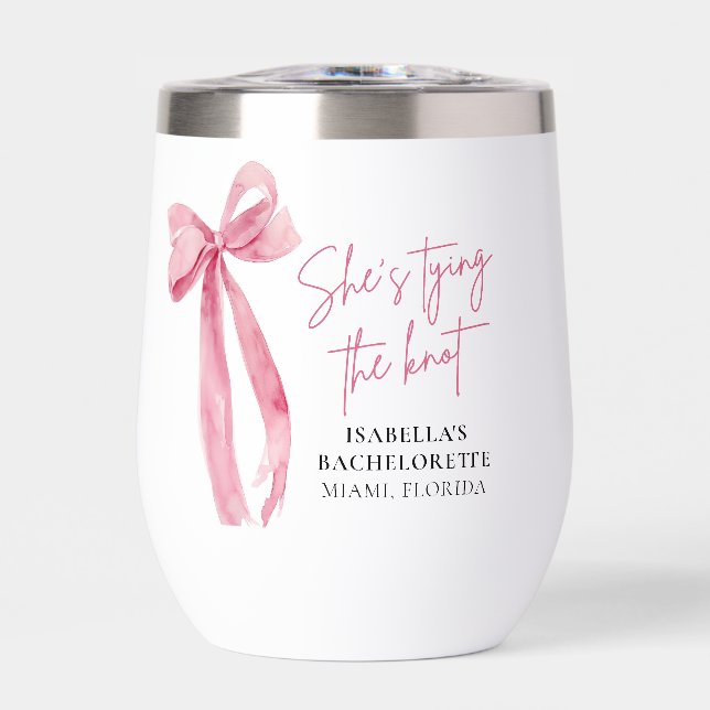 Blush Pink Bow Elle noue le noeud Bachelorette (Avant)