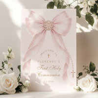 Blush pink Bow First Holy Communion Welcome