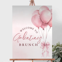 Blush Pink Bow Galentines Day Brunch Welcome