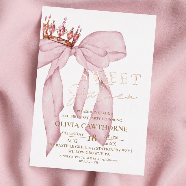  Blush Pink Bow Gold Sweet 16  (Creator Uploaded)