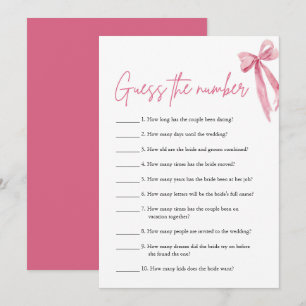 Blush Pink Bow Guess the Number Bridal Shower Game Invitation