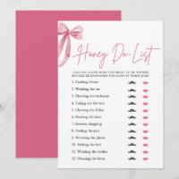 Blush Pink Bow Honey Do List Bridal Shower Game