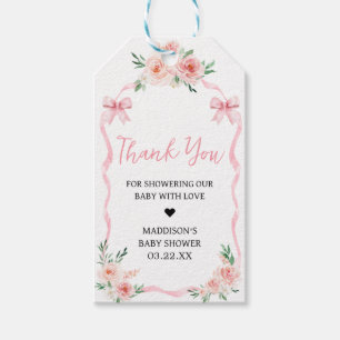 Blush Pink Bow Little Girl Baby Shower Favour Tags