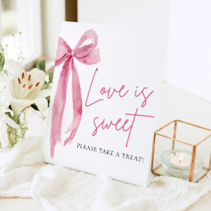 Blush Pink Bow Love is Sweet Treat Favour Sign