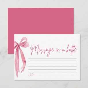 Blush Pink Bow Message In A Bottle Game Card