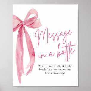 Blush Pink Bow Message In A Bottle Sign Game
