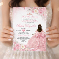 Blush Pink Bow Princess Floral Girl Quinceañera