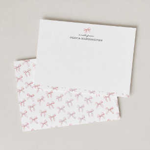 Blush Pink Bow Ribbon Watercolor Card